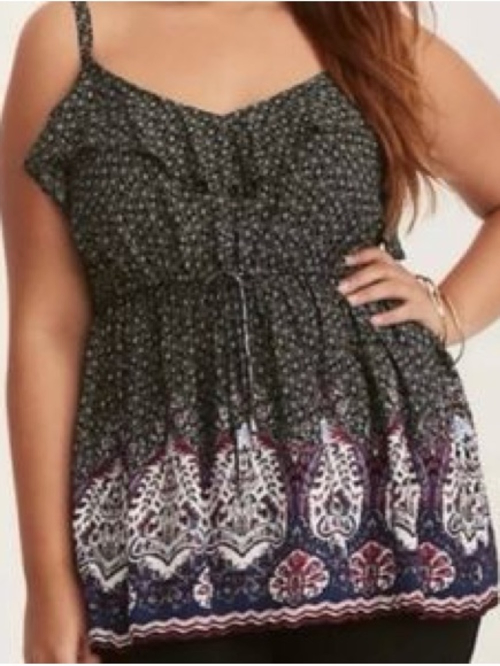 torrid Black and White Printed Peplum Top